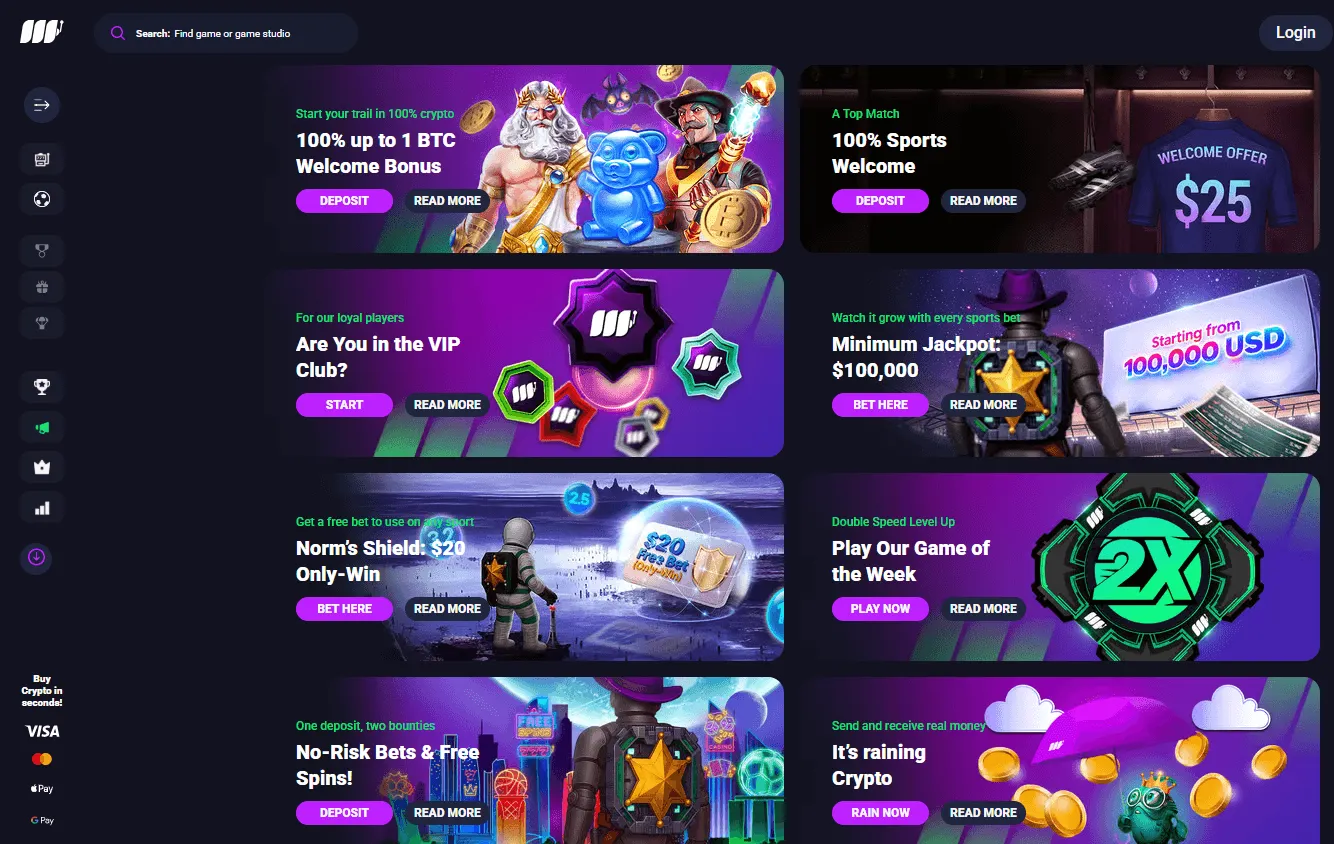 Metaspins Casino promotions area on desktop